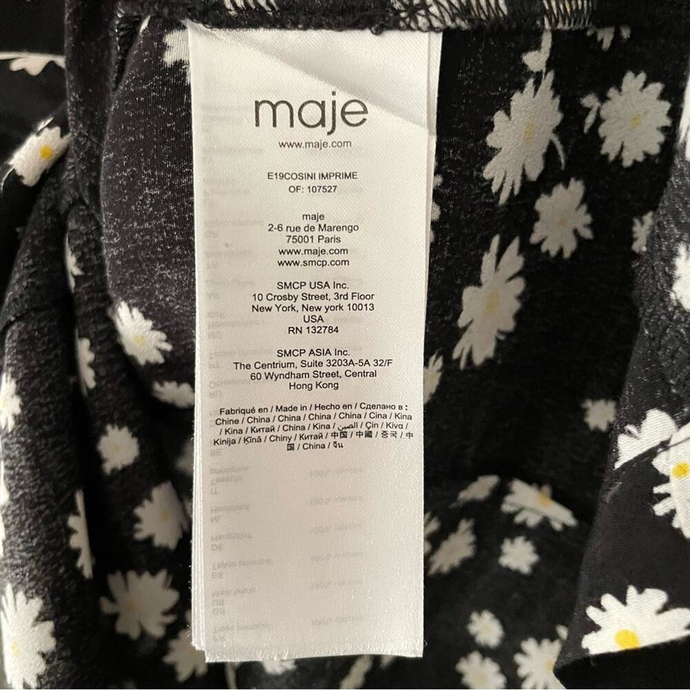 Maje Cosini Daisy Print Tie Neck Blouse Size 2 - Picture 6 of 9